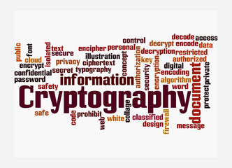 Word Cloud with CRYPTOGRAPHY concept, isolated on a white background