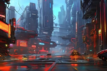 Dystopian city 1.0 generated background with AI