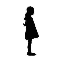 Baby girls hand drawing vector silhouette on a white background
