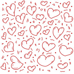 Hand drawing hearts pattern create card or textile for Valentines day 