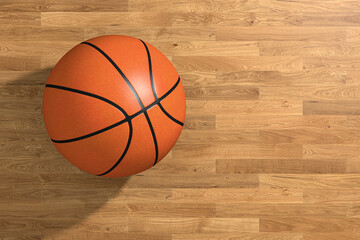 3d illustration basketball ball on playground