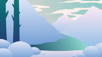 VIEW OF FROZEN RIVER & ICEBERG