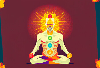Fototapeta na wymiar Chakras in human body. Meditation..