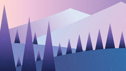 SNOW LANDSCAPE IN THE EVENING
