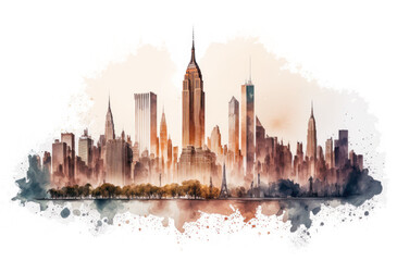 New york city painted with splashes of watercolor drops,  generative ai