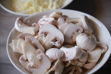 mushrooms on a cutting board