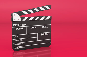 Obraz premium Clapperboard in trending viva magenta colors, 3D rendering