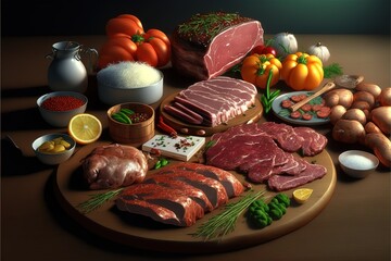 Assortment of healthy cooked meat