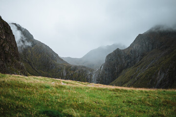 Stunning mountains in Norway on a beautiful autumn day