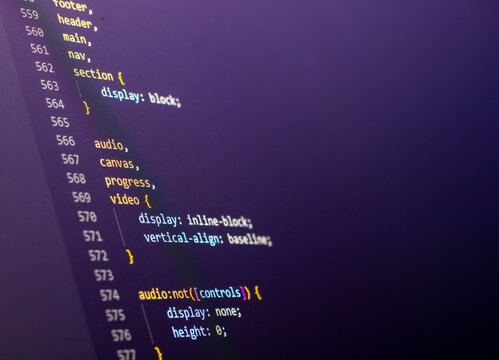 Code background in editor. Web programming with css coding