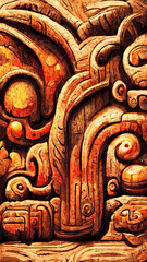 Mayan style wood Artistic colors background illustration art Generative AI Content by Midjourney