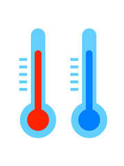 Icon set of two thermometers in warm and cold weather -illustration on transparent background