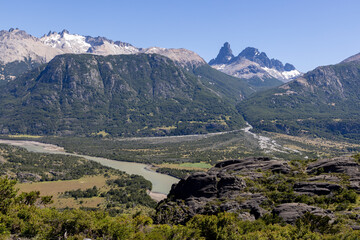 Fototapeta na wymiar View from the viewpoint Mirador Rio Ibañez at the Carretera Austral in Patagonia, Chile