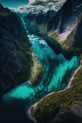 view of fjords made with generative ai