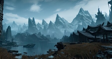 Environment in Elder Scrolls Skyrim - This Illustration is made with AI