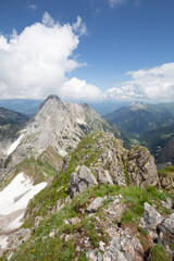 Mountain hiking Trail Road. Between Italy and Austria: near Volaia Lake Raunchkofer Mountain (Lago di Volaia Monte Rauchkofel