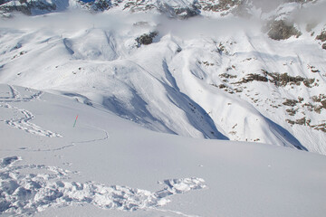 With Skyway Mont Blanc high in the Alps, Italy, Aosta Valley.
Near to Mont Blanc at 3,466 metres,...