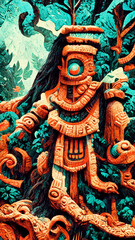Fototapeta premium forest Maya ancient culture. Aztec and Inca civilization illustration art Generative AI Content by Midjourney