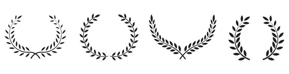 A set of Laurel wreath vector award branch victory icon. Winner laurel wreath vintage leaf emblem.