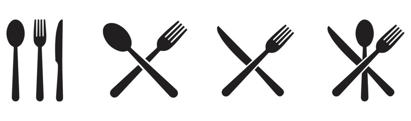 Creative collection of Cutlery icon. Spoon, forks, knife. restaurant business concept, vector illustration