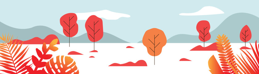 red tree fantasy color space vector illustration flat design.