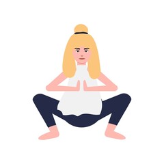 Pregnant woman doing yoga.Pregnancy health concept. Vector illustration