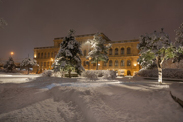 The Museum of Art in Kaliningrad in winter night - 564265781