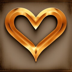 Coeur en relief compos&eacute; d'un double contour dor&eacute;, avec des reflets brillants et sobres sur fond &eacute;clair&eacute;.