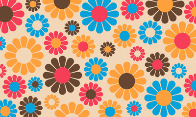 Abstract Vintage Retro Flower Pattern Spring Summer Wallpaper
