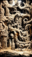 Fototapeta premium Mayan civilization forest land cave illustration art Generative AI Content by Midjourney