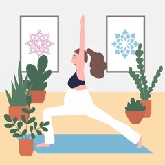 silhouettes of women in windows doing yoga. Yoga for pregnant women. Collection of active sports mothers for workout pilates, relaxing body exercises. Homework exercise for prenatal yoga.
