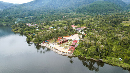 Aerial view of Danau Singkarak. Singkarak lake is one of the beautiful lake located in West Sumatera attracting thousands of tourists. 