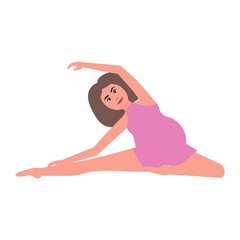 Pregnant woman doing yoga.Pregnancy health concept. Vector illustration