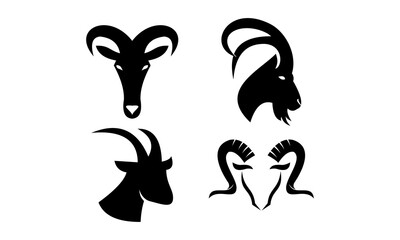 goat head silhouette set template logo