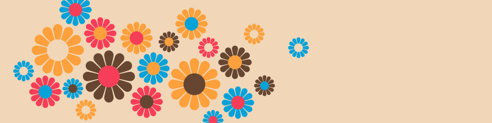 Abstract Vintage Retro Flower Pattern Banner