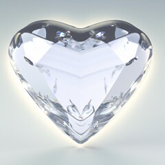 Coeur de cristal brillant posé à la verticale