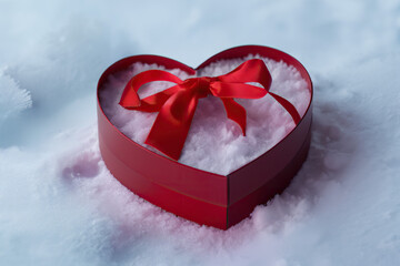 Valentine red heart shaped gift box, Generative AI