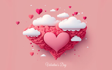 love with clouds for valentine's day with pink background