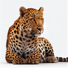 leopard in front of white background. generative AI