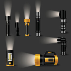 Handheld Flashlights Realistic Set