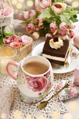 Obraz na płótnie Canvas Romantic style coffee and cake