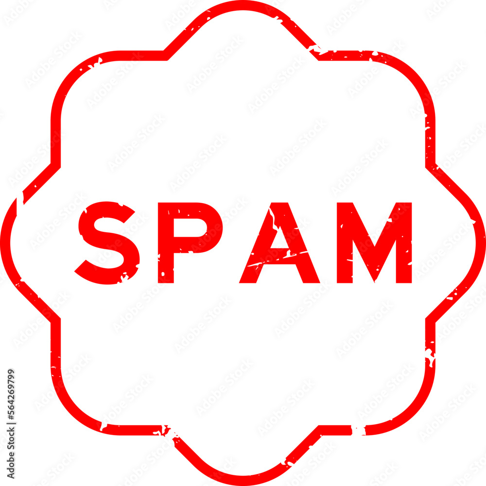 Poster Grunge red spam word rubber seal stamp on white background