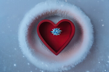 Heart shaped box with a wedding ring inside, valentine's day, Generative AI