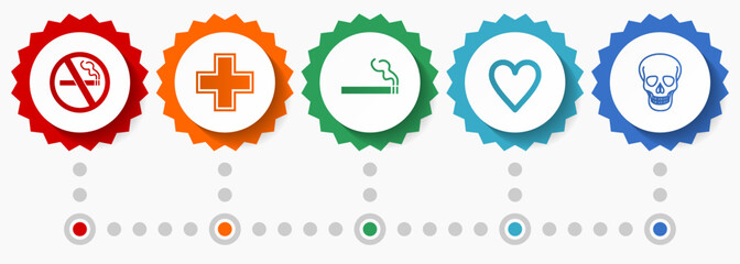 Health vector icons, medicine flat design web badges collection, business infographic template