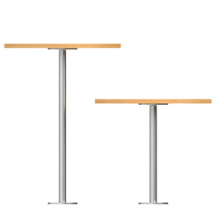 3D rendering illustration of a couple of round standing tables