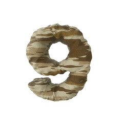 Camouflage army numbers of 9, 3D rendering isolated on transparent background - Illustration	