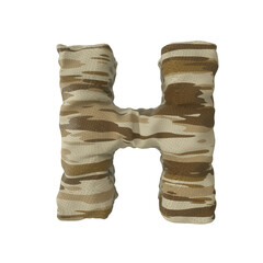 3d rendering of desert camouflage of letter H	on transparent background

