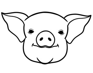 pig head outline illustration on trancparent background