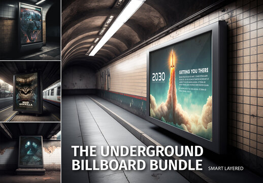 Underground metro or transport billboard mockup