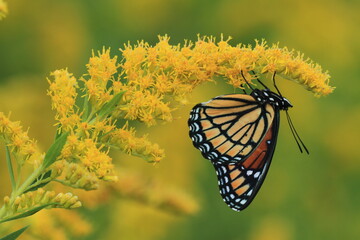 Viceroy butterfly (limenitis archippus) on goldenrod flower